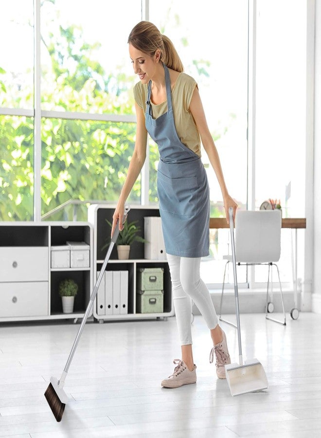 HRURU Broom Dustpan Set, Broom Dustpan & Broom Standing Cleaning Set, 2023 Newest Broom Popular Ranking, Broom Dustpan Set, Outdoor Fixed, 180° Angle Adjustable Broom, Rotary Broom, Convenient Storage, Easy Assembly, Indoor/Outdoor Reiwa Cleaning Set (White-Improved Model) - Image 5